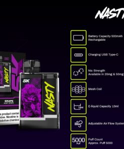 Nasty 5K Crystal 5000 Puff Tek Kullanımlık Elektronik Sigara